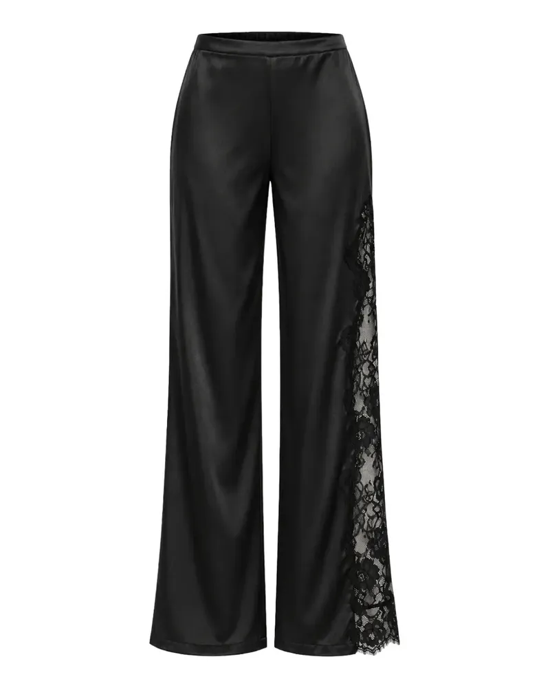 Fleur Du Mal Juliet lace-trim satin trousers - Schwarz Schwarz