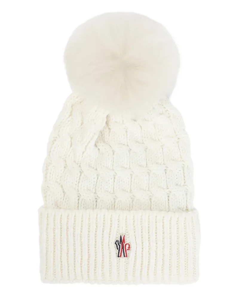 Moncler cable-knit pom-pom beanie - Weiß Weiß