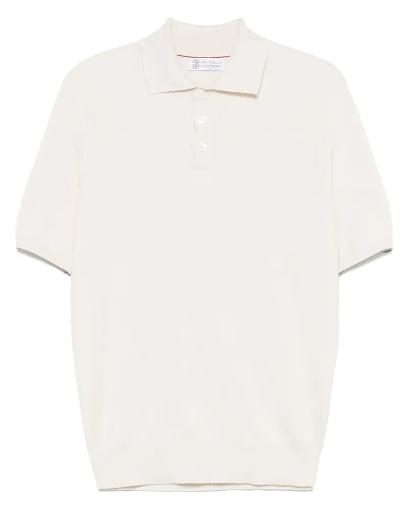 Brunello Cucinelli Fein geripptes Poloshirt - Nude Nude