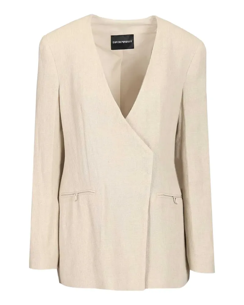 Emporio Armani textured double-breasted blazer - Nude Nude