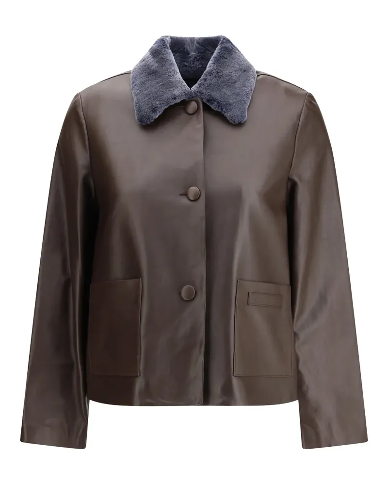 Marni shearling-collar jacket - Braun Braun
