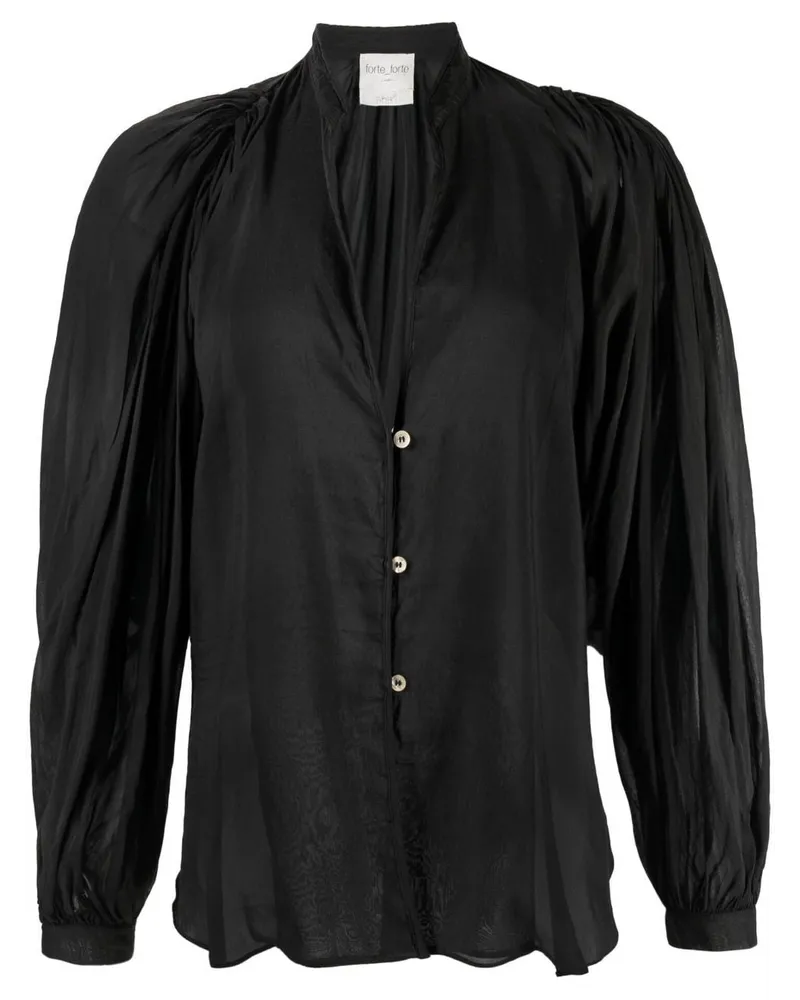 forte_forte Semi-transparentes Oberteil - Schwarz Schwarz