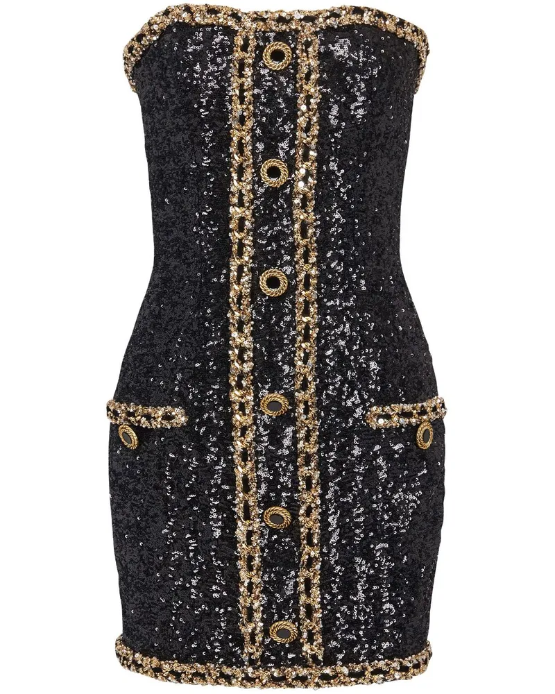 Balmain Minikleid mit Pailletten - Schwarz Schwarz