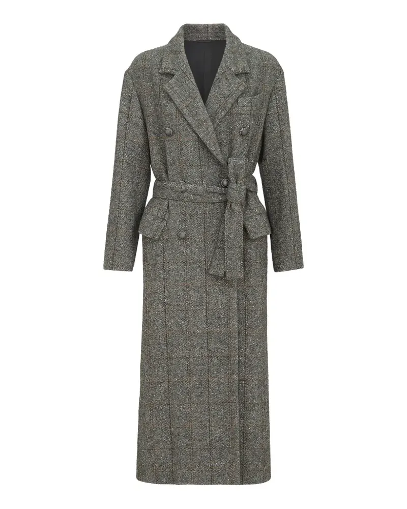 Brunello Cucinelli check-pattern double-breasted coat - Grau Grau