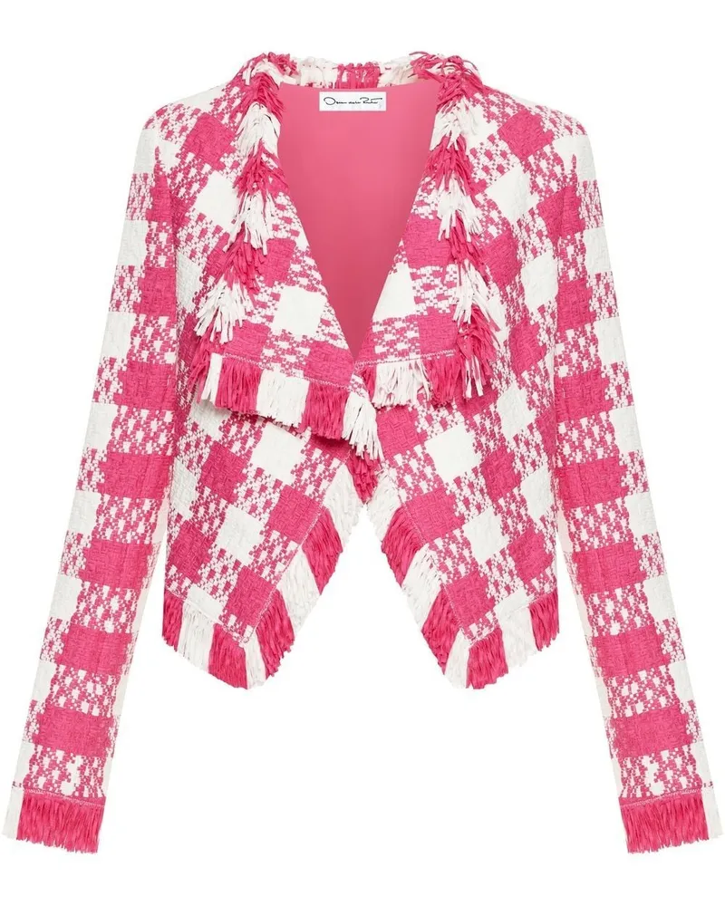 Oscar de la Renta Offene Jacke mit Karomuster - Rosa Rosa