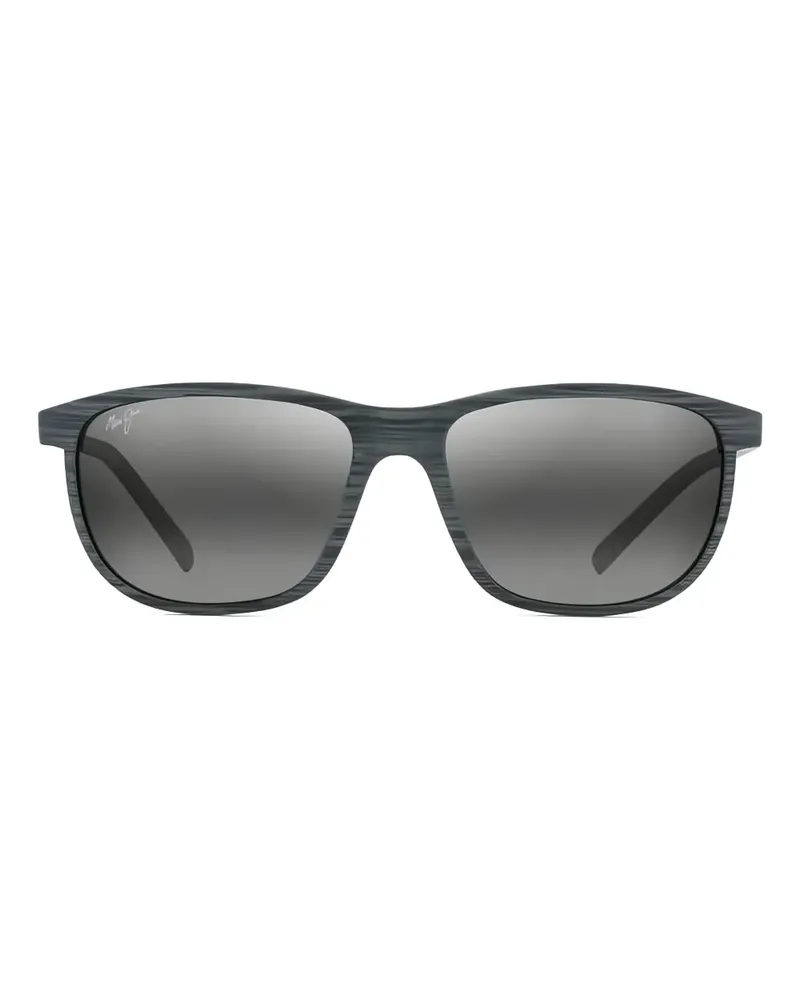 Maui Jim Eckige Lelekawa Sonnenbrille mit Streifen - Grau Grau