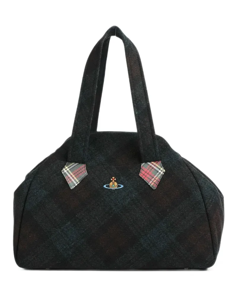 Vivienne Westwood Orb Tote Bag mit Karomuster - Schwarz Schwarz