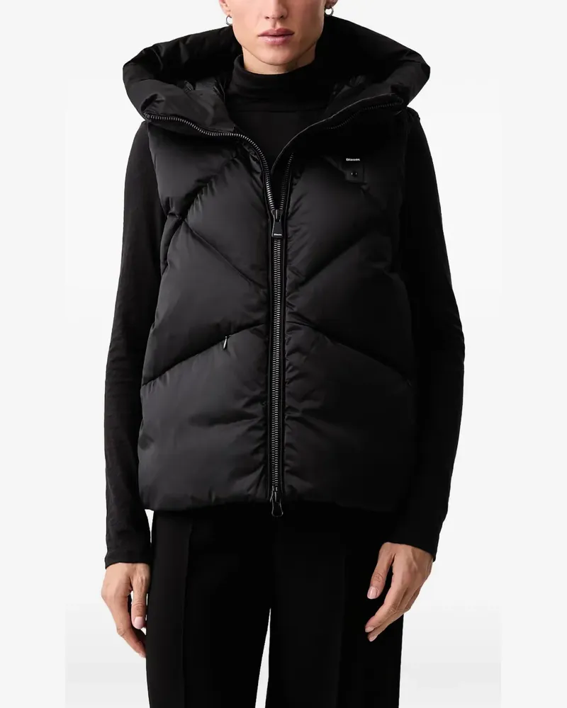 Blauer quilted hooded gilet - Schwarz Schwarz