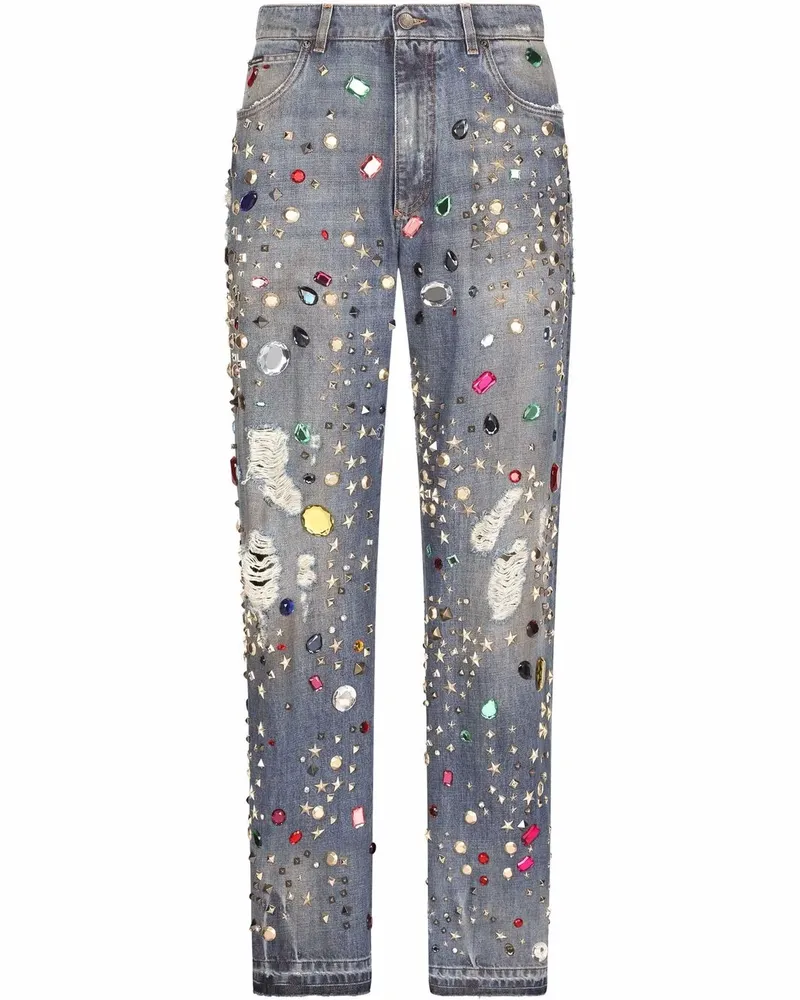 Dolce & Gabbana Gerade Jeans mit Verzierung - Blau Blau