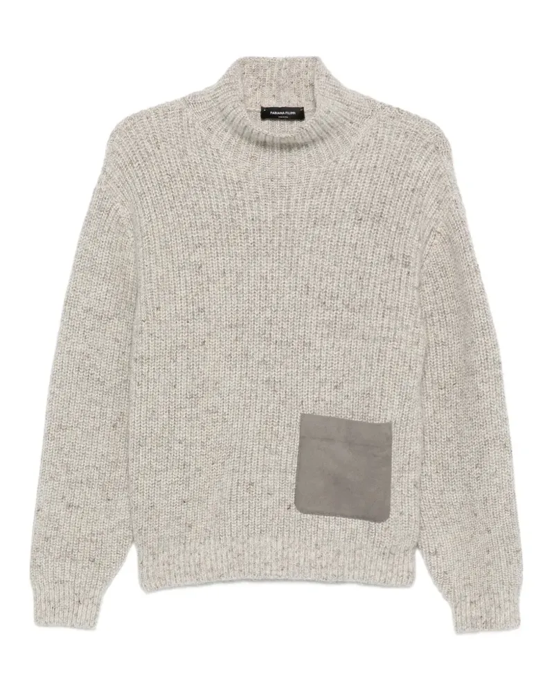 Fabiana Filippi Gerippter Pullover mit Wildleder-Patch - Grau Grau