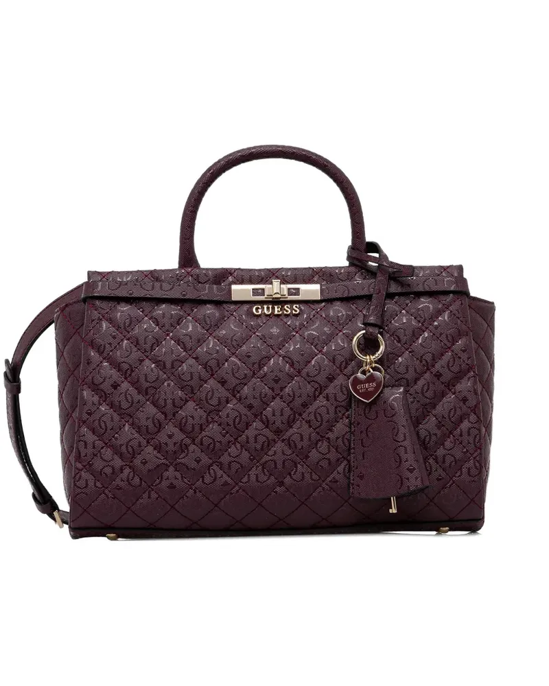 Guess Idra 4G quilted heart charm tote bag - Violett Violett
