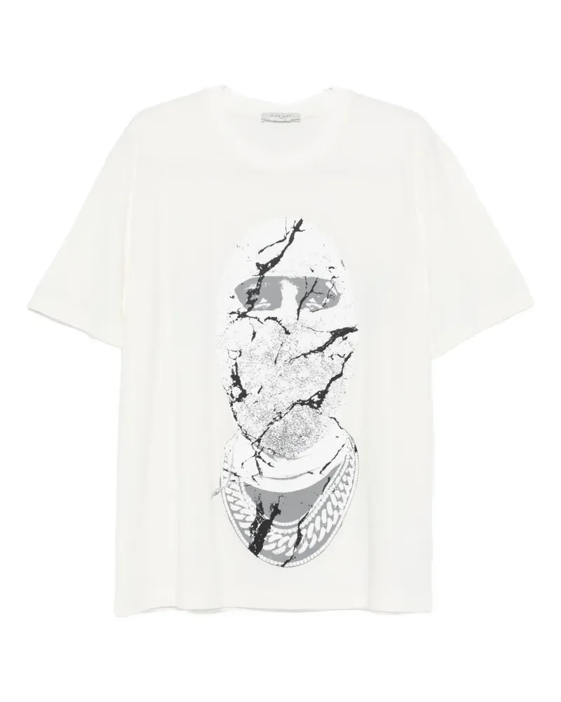IH NOM UH NIT cracked-face print T-shirt - Weiß Weiß