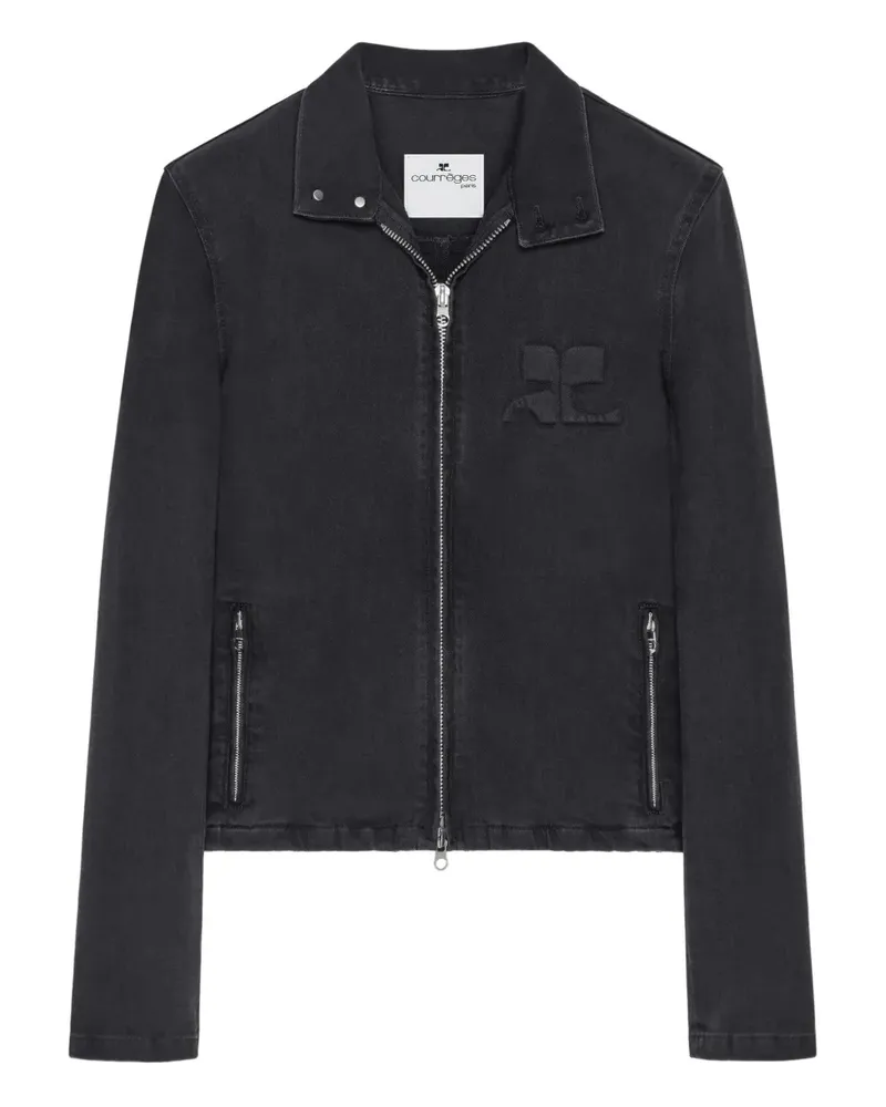 Courrèges Jacke mit Reißverschluss und Logo - Schwarz Schwarz