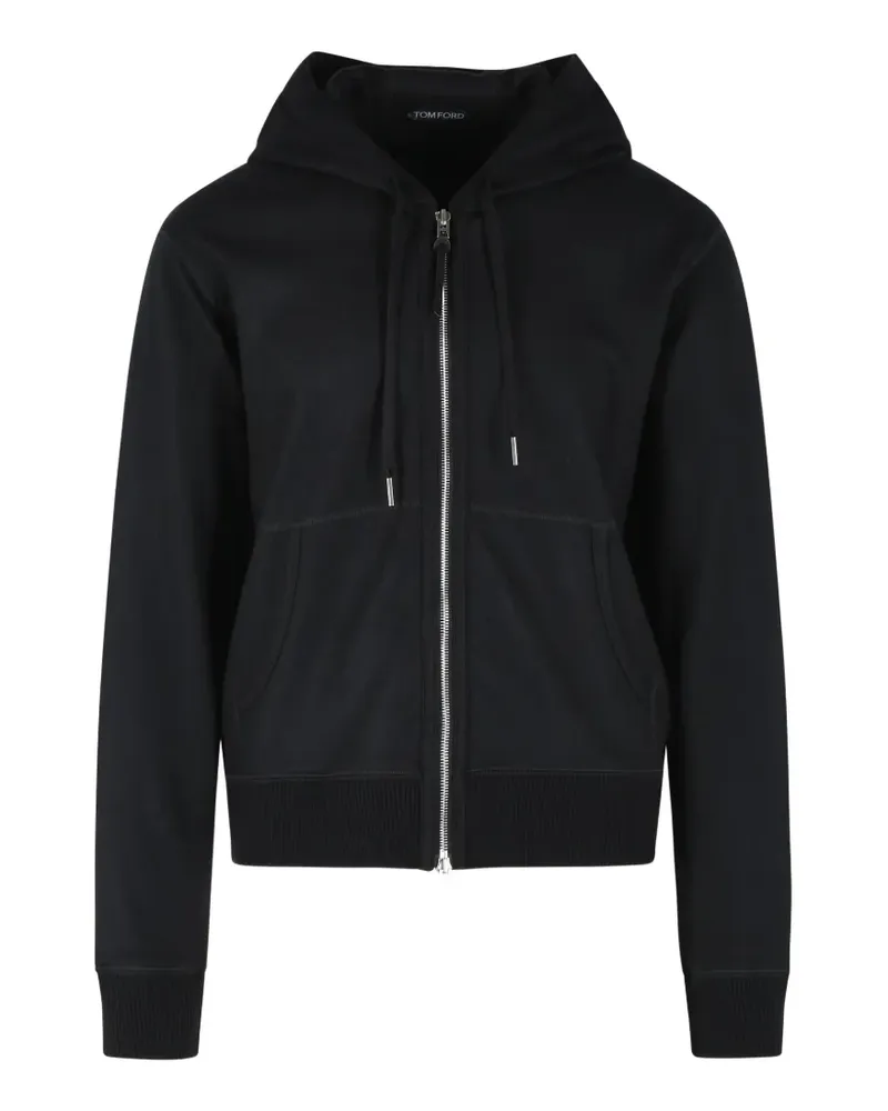 Tom Ford drawstring zip cashmere hoodie - Schwarz Schwarz