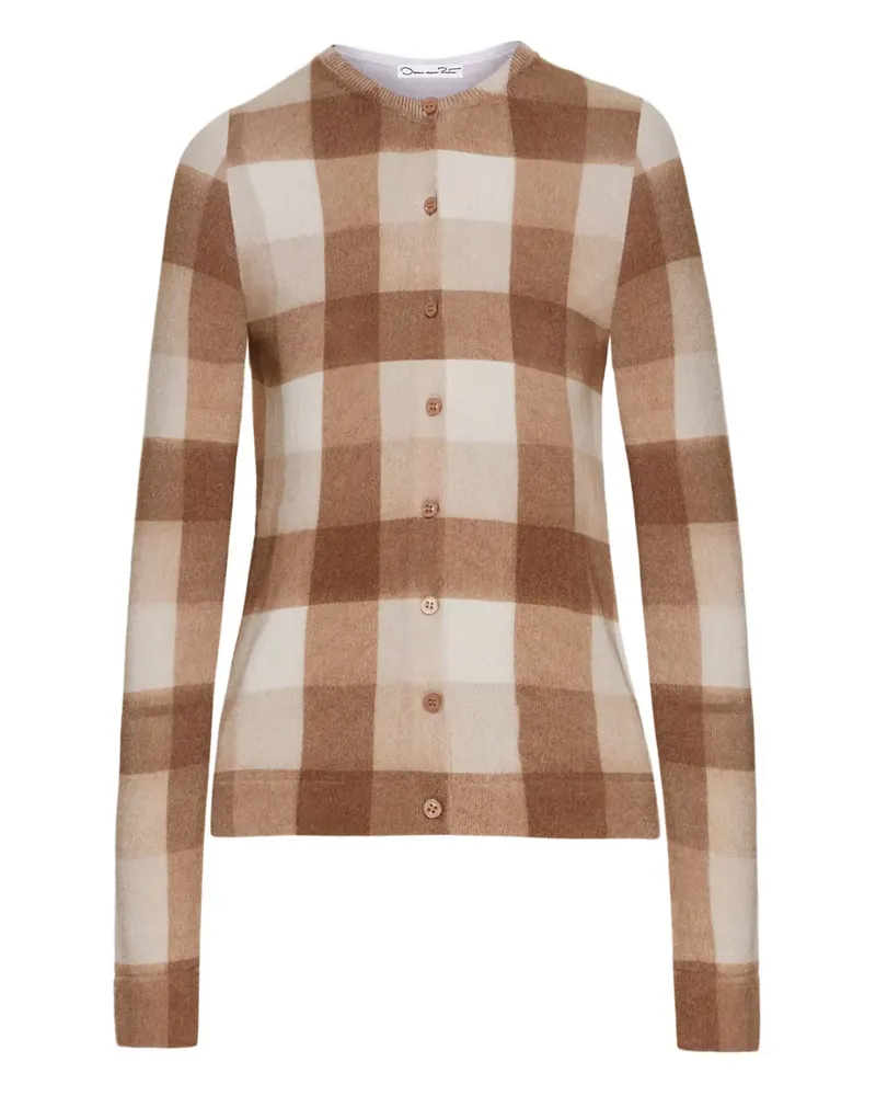 Oscar de la Renta Cardigan mit Vichy-Karomuster - Braun Braun