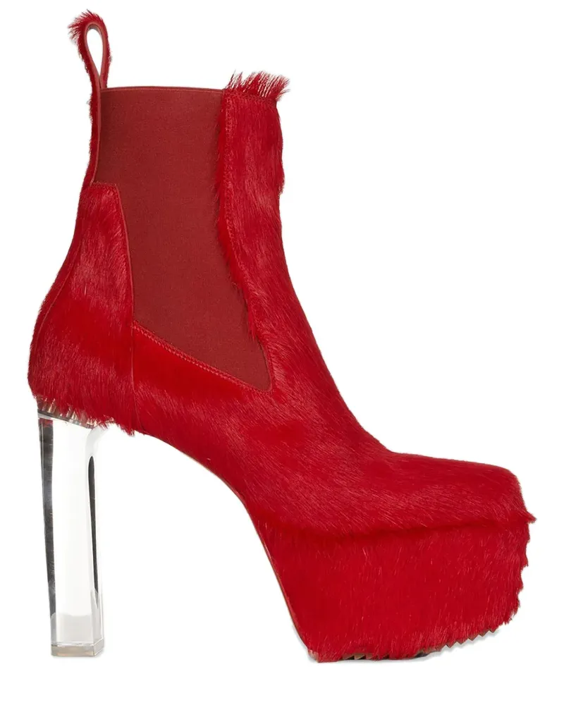 Rick Owens Plateau-Stiefel aus Kalbshaar 130mm - Rot Rot