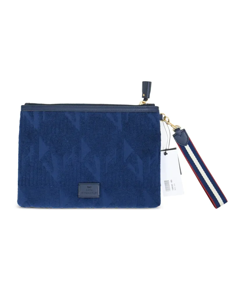 Anya Hindmarch Logo-Embossed Terry pouch - Blau Blau