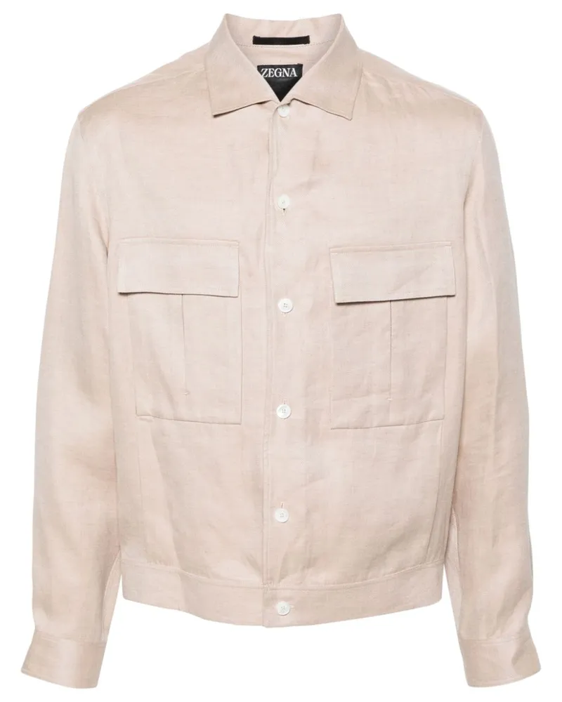 Ermenegildo Zegna Oasi Hemdjacke aus Leinen Nude