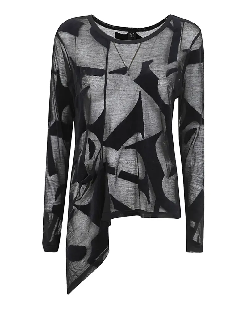 Yohji Yamamoto asymmetric abstract-print top - Schwarz Schwarz
