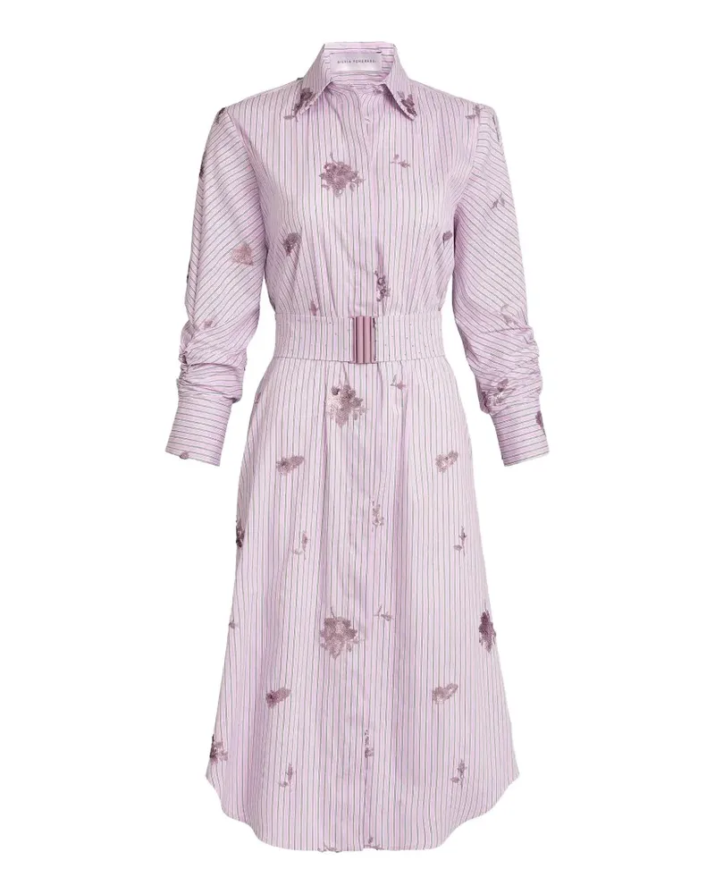 Silvia Tcherassi Kendi sequin-embellished striped shirt midi dress - Weiß Weiß
