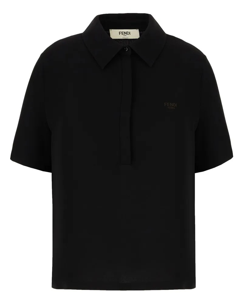 Fendi Poloshirt aus Seide - Schwarz Schwarz