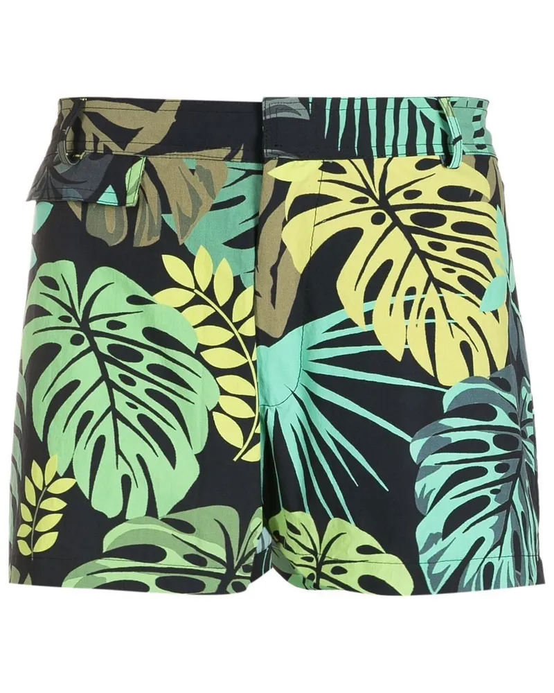 Amir Slama Badeshorts mit Blatt-Print - Grün Grün