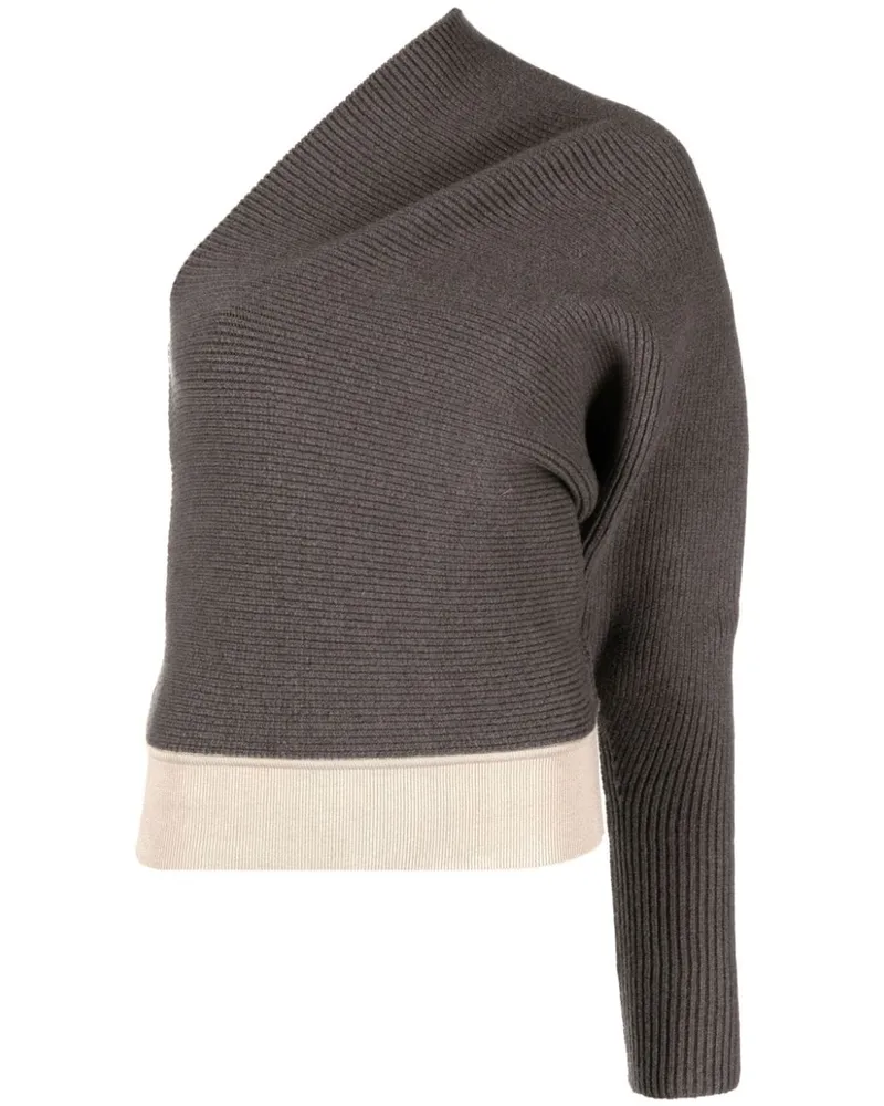 Rick Owens Gerippter One-Shoulder-Pullover - Braun Braun