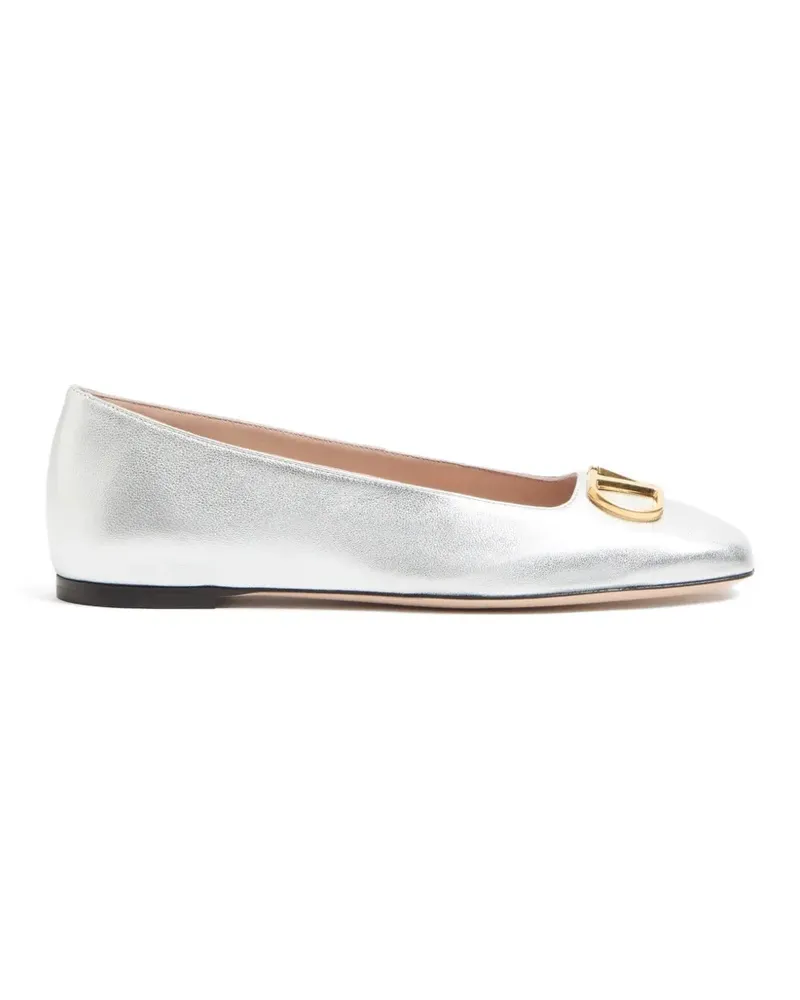 Valentino Garavani Vlogo Signature ballerinas in laminated nappa-leather - Silber Silber