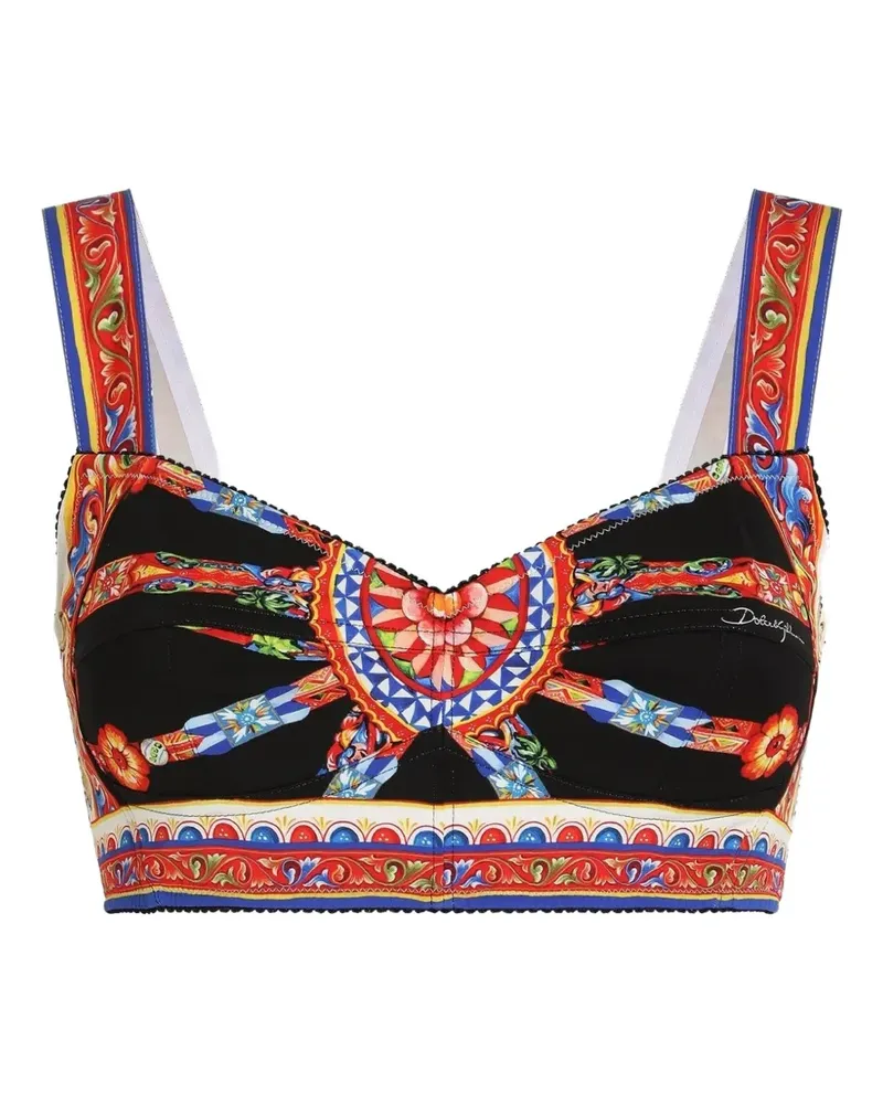 Dolce & Gabbana Charmeuse-Top mit Carretto-Print - Schwarz Schwarz
