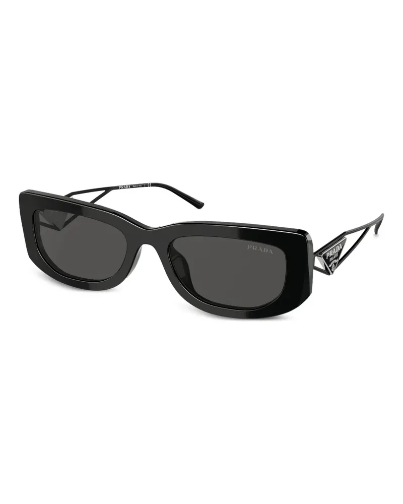 Prada Eckige Sonnenbrille mit Triangel-Schild - Schwarz Schwarz