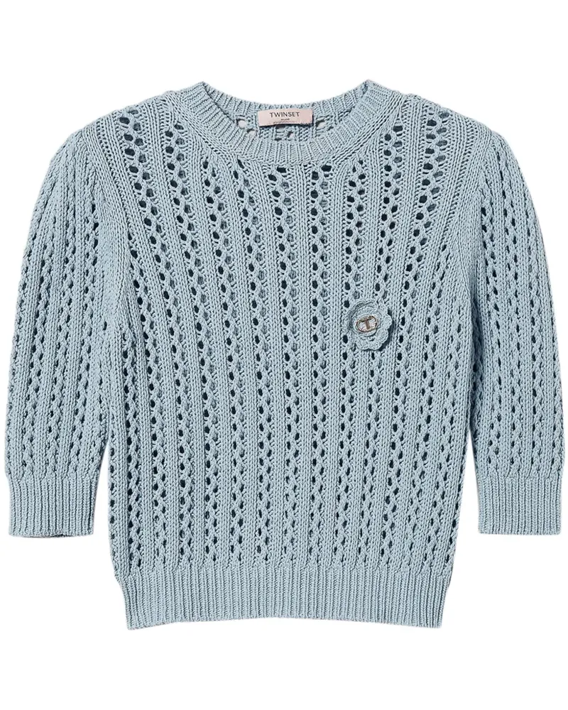 Twin-Set Gehäkelter Pullover - Blau Blau