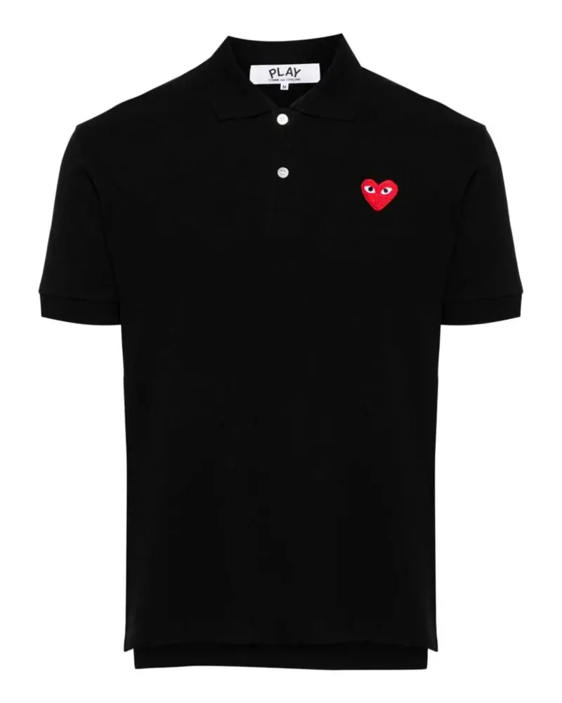 Comme des Garçons Heart-patch piqué polo shirt - Schwarz Schwarz
