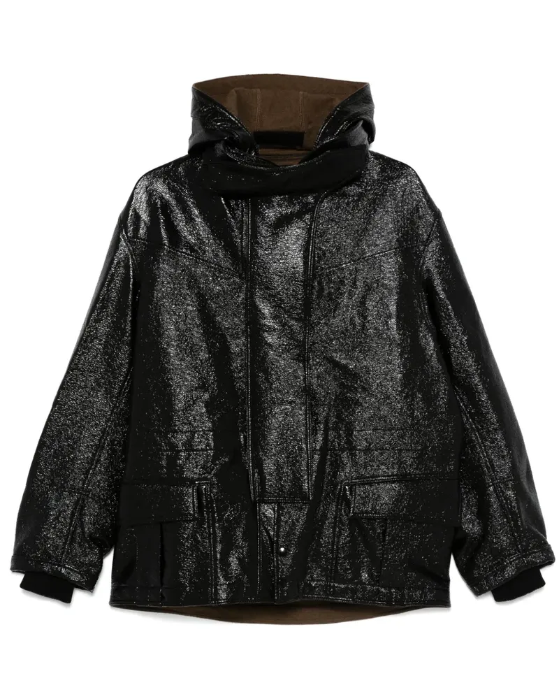 R13 Beschichteter Trenchcoat - Schwarz Schwarz