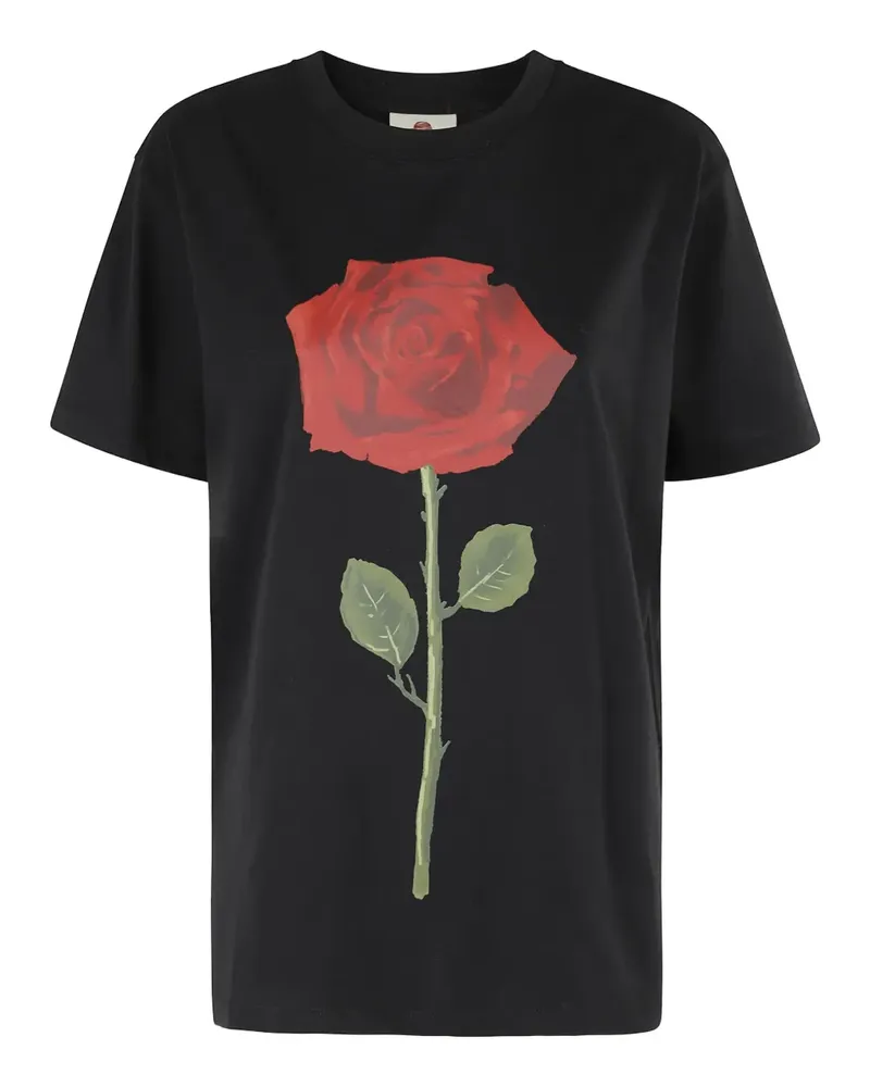 FARM Rio T-Shirt mit Rosen-Print - Schwarz Schwarz