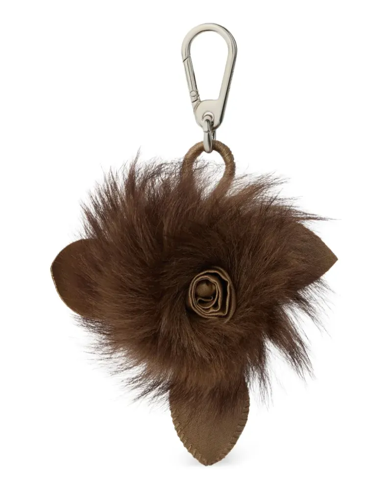 Christophe Lemaire Fuzzy Rose Anhänger aus Lammleder und Shearling - Braun Braun