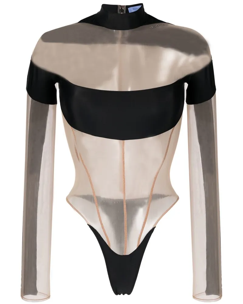 Thierry Mugler Sheer-Body mit Einsätzen - Schwarz Schwarz