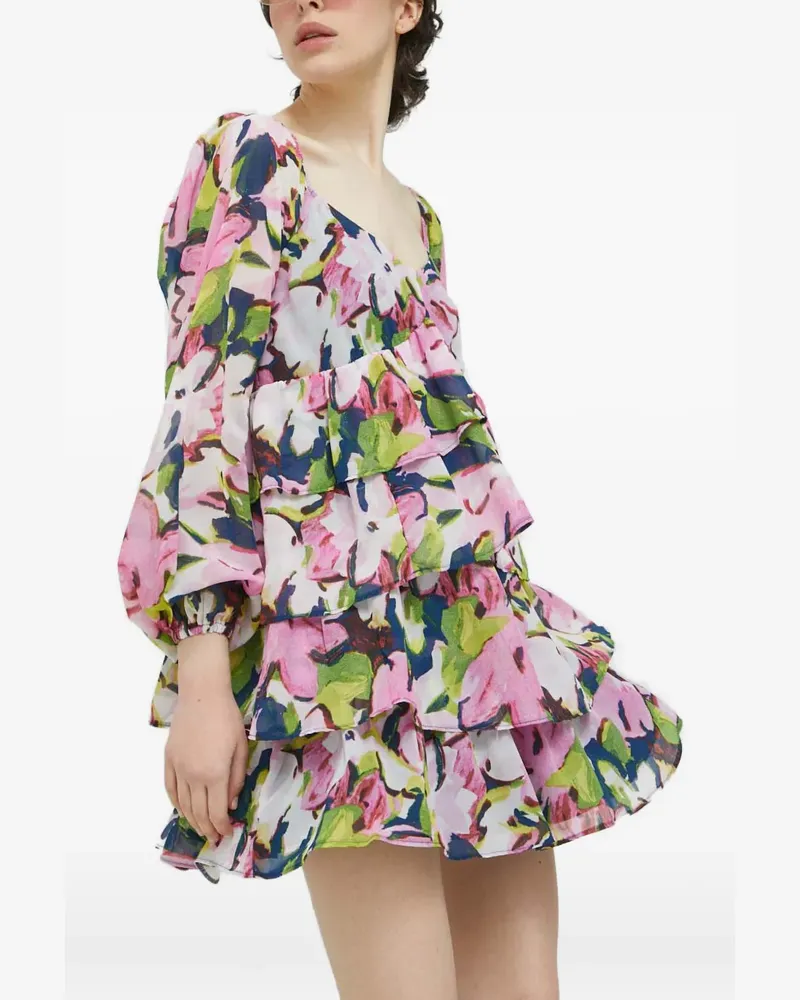 Abercrombie & Fitch floral-print tiered mini dress - Rosa Rosa