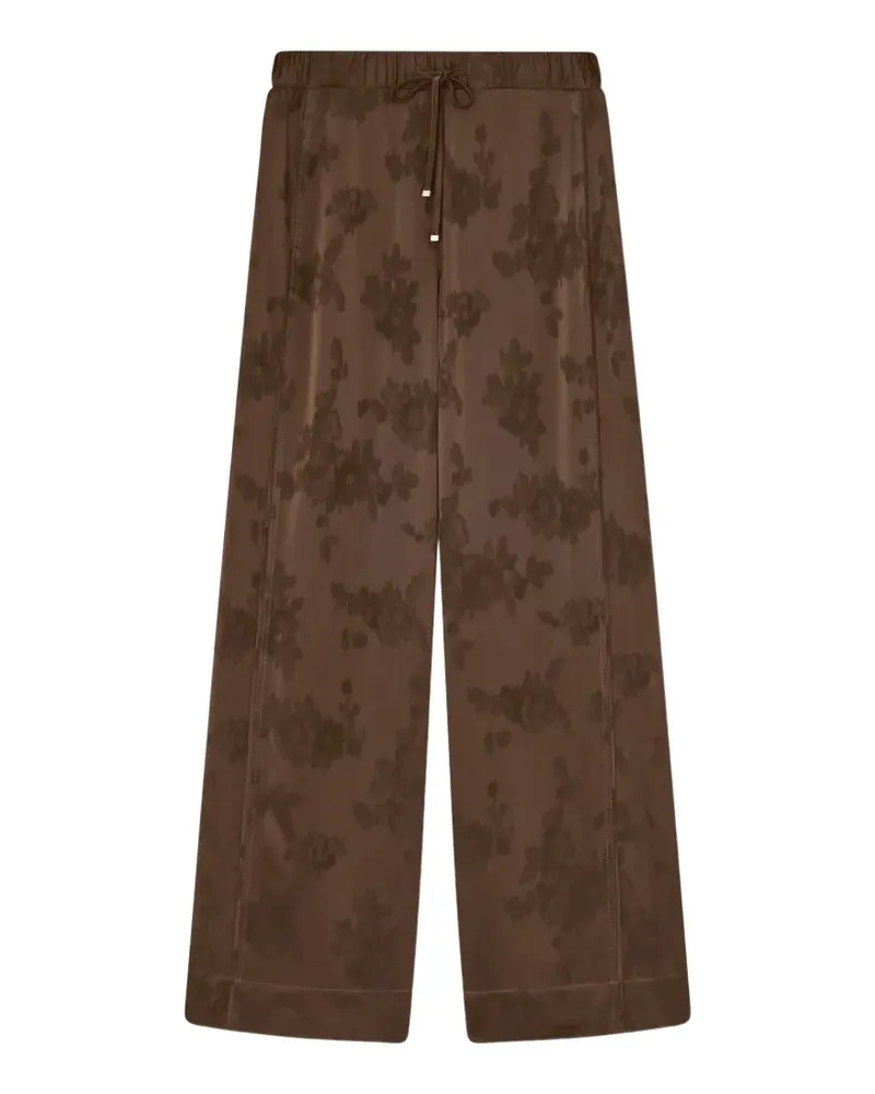 Ganni Kordelzug-Hose aus Blumen-Jacquard - Braun Braun