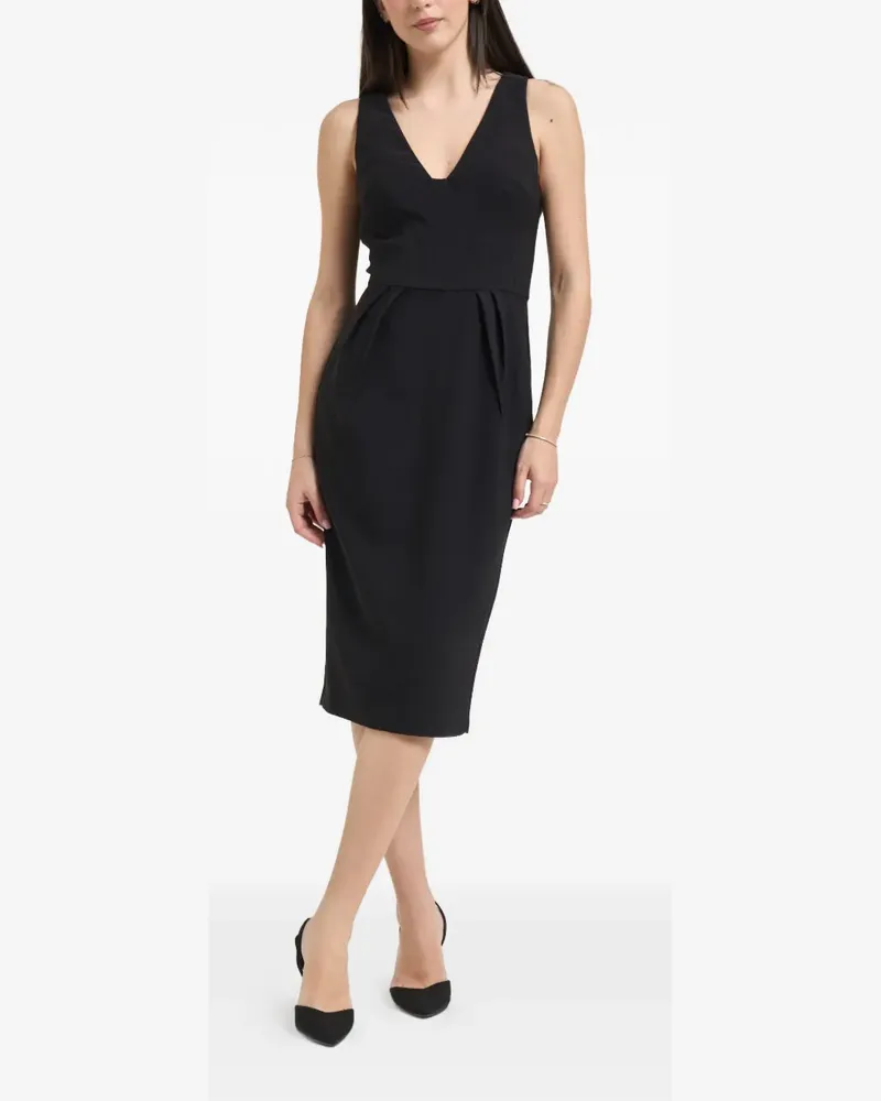 Elisabetta Franchi V-neck pleated midi dress - Schwarz Schwarz