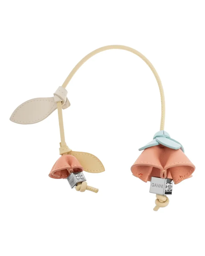 Ganni flower-detail leather bag accessory - Nude Nude