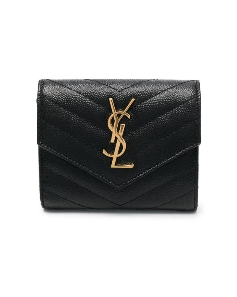 Saint Laurent Portemonnai mit Logo - Schwarz Schwarz