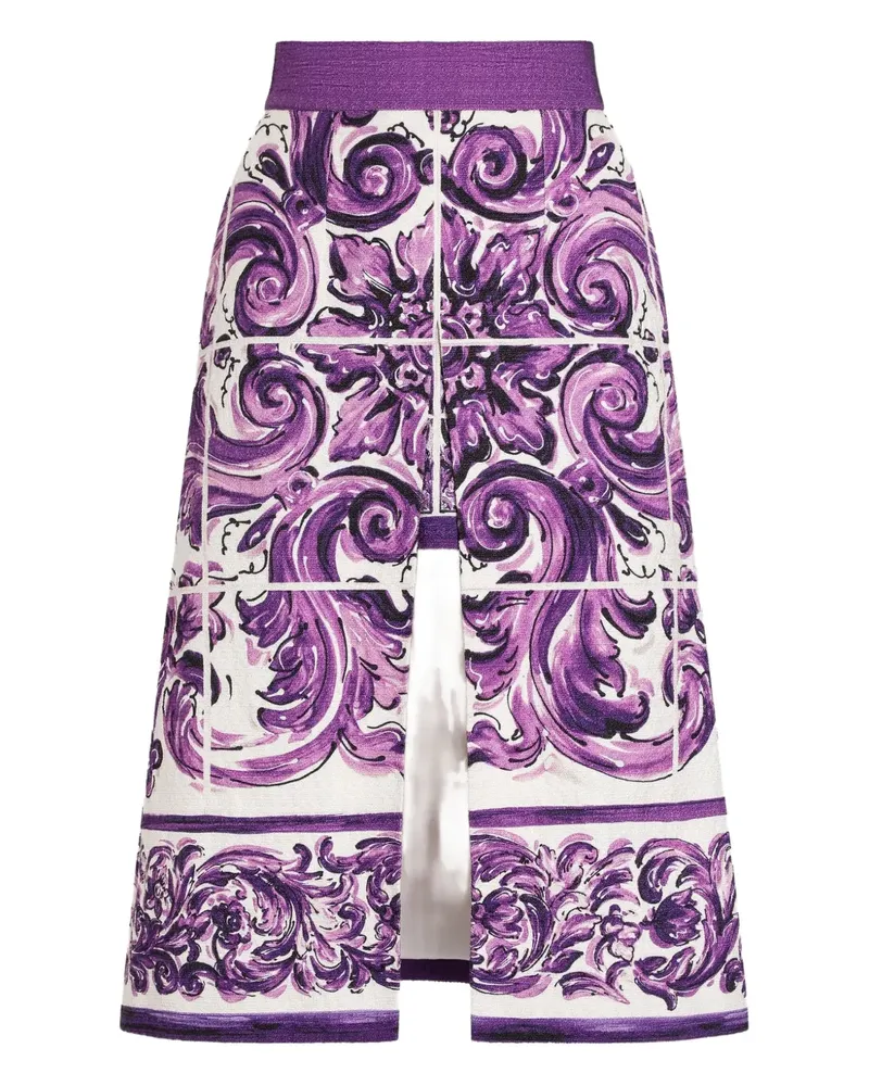 Dolce & Gabbana Midirock mit Majolica-Print - Weiß Weiß