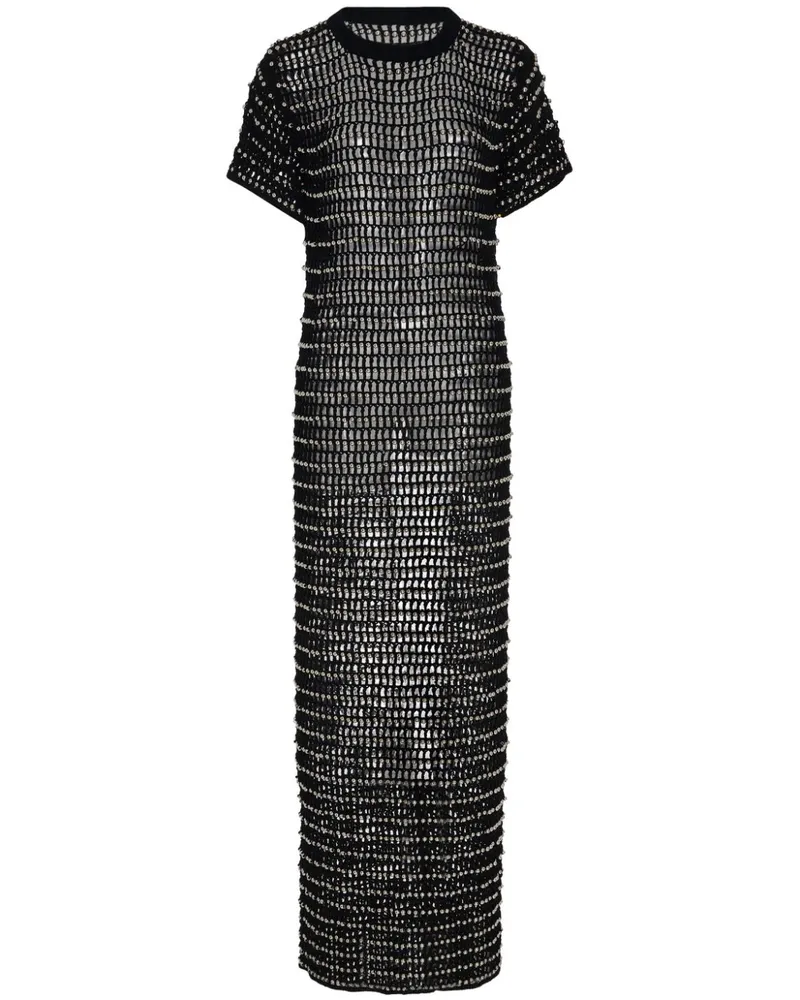 Rosetta Getty Gehäkeltes Maxikleid mit Perlen - Schwarz Schwarz