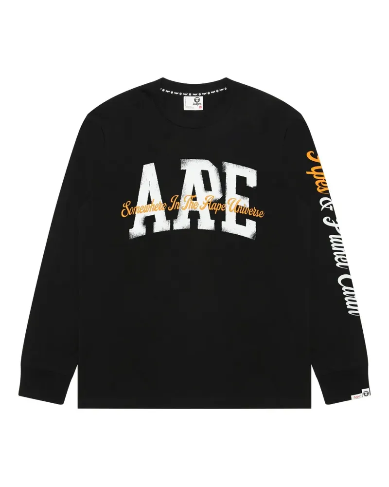BAPE Langarmshirt mit grafischem Print - Schwarz Schwarz