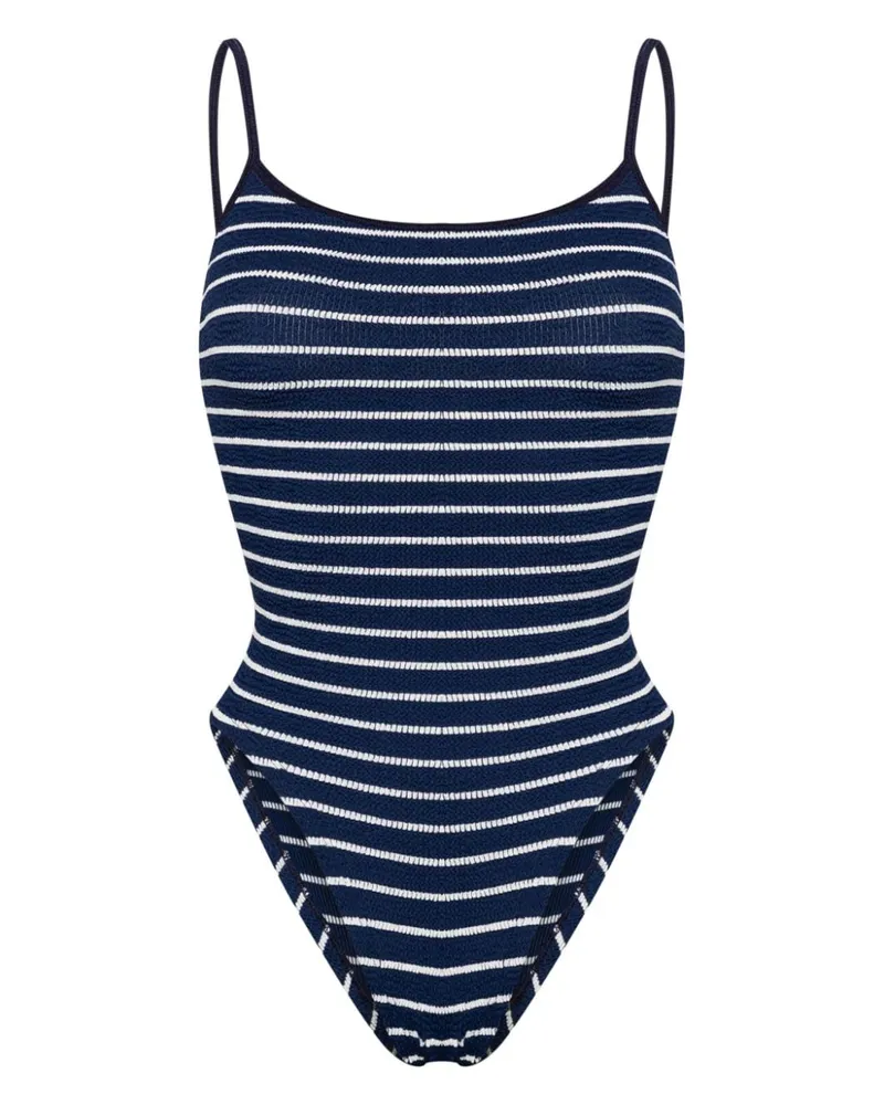 Hunza G Gestreifter Pamela Badeanzug - Blau Blau