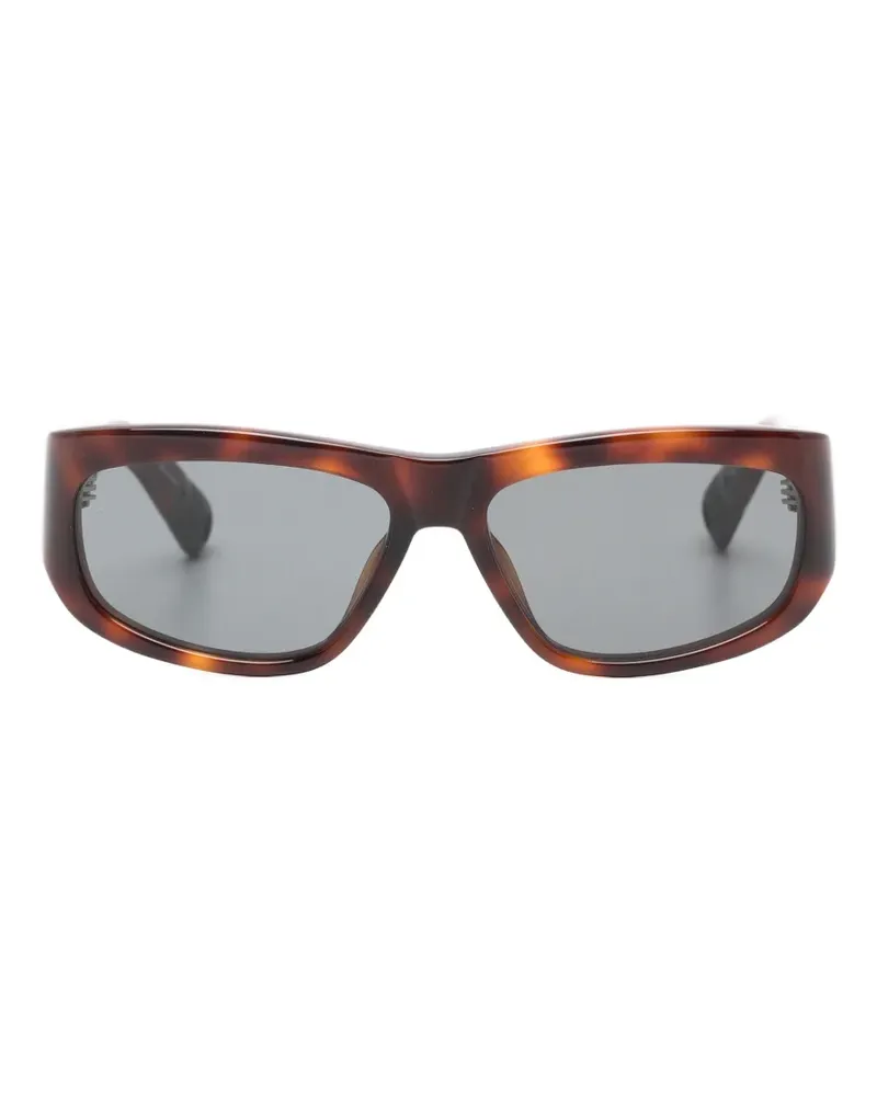 Jacquemus Pilota tortoiseshell-effect rectangle-frame sunglasses - Braun Braun