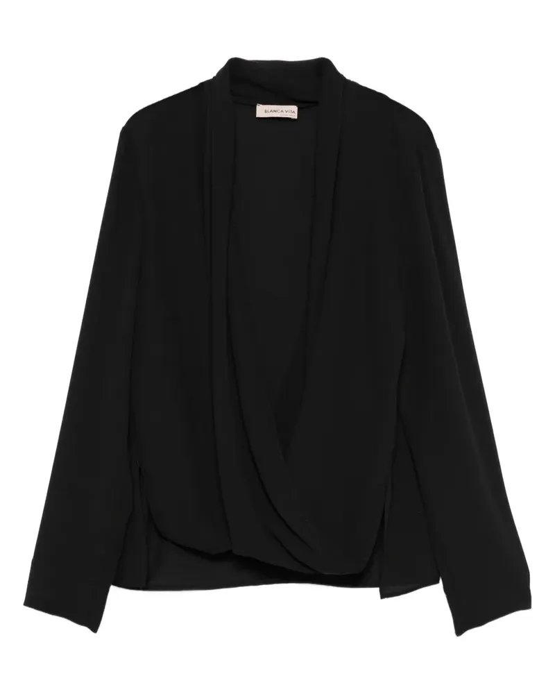Blanca wrap-front long-sleeve top - Schwarz Schwarz