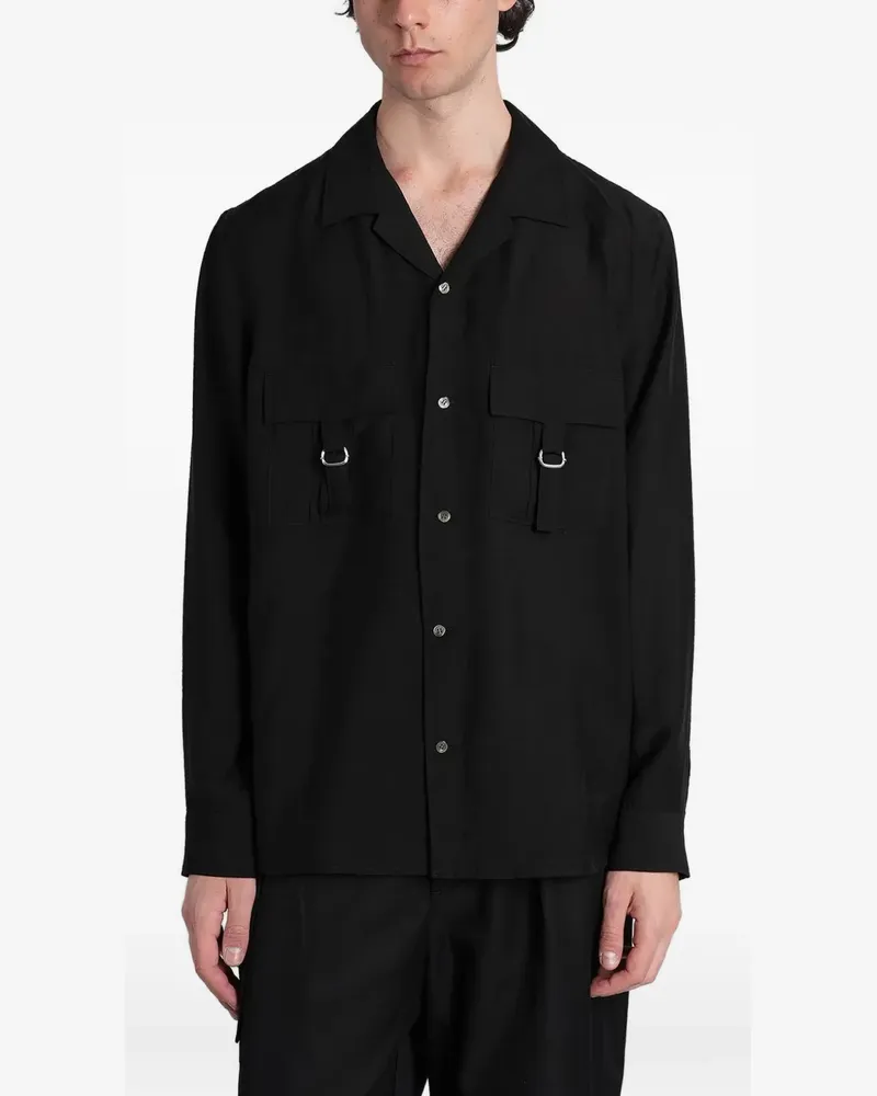 ATTACHMENT d-ring flap-pocket shirt - Schwarz Schwarz
