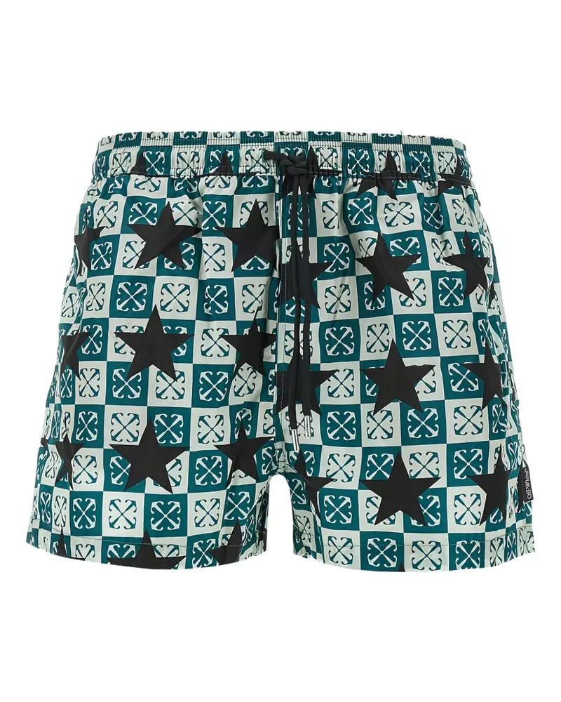 OFF-WHITE Badeshorts mit Arrow Stars-Print - Grün Grün