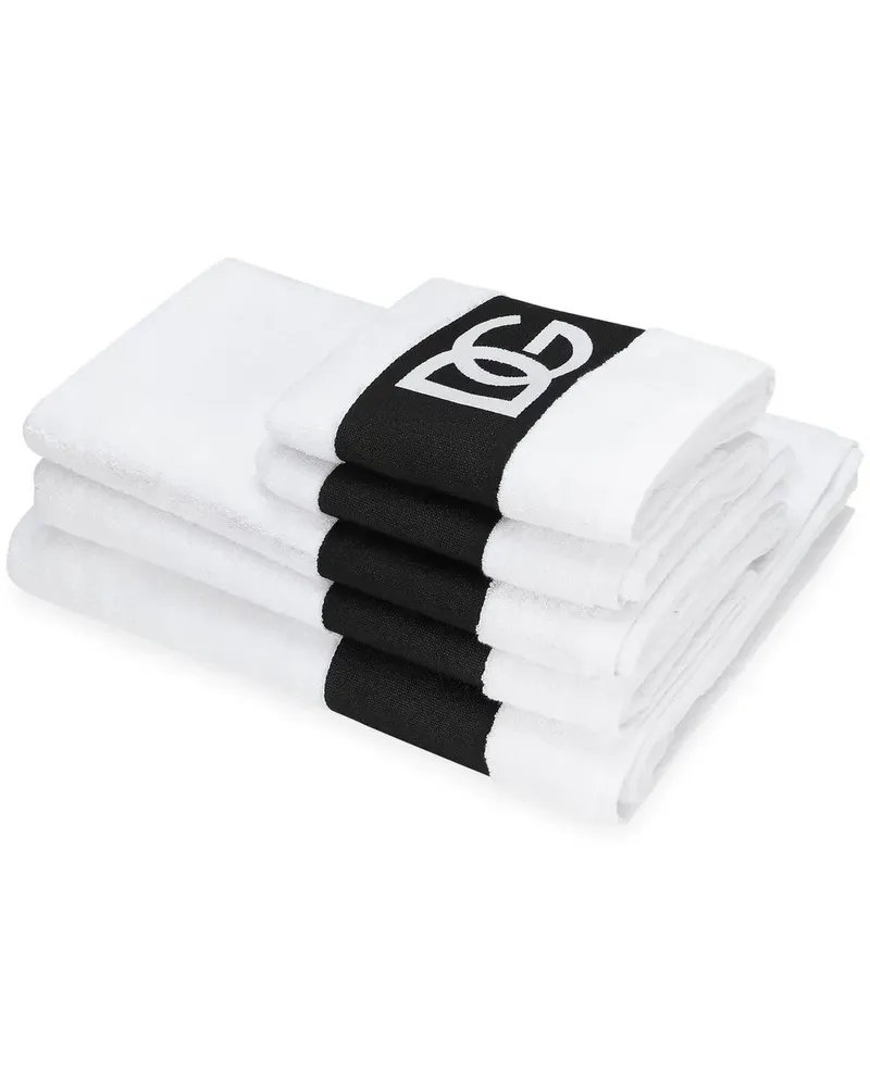 Dolce & Gabbana Badetuch mit Logo-Print (5er-Set) - Weiß Weiß
